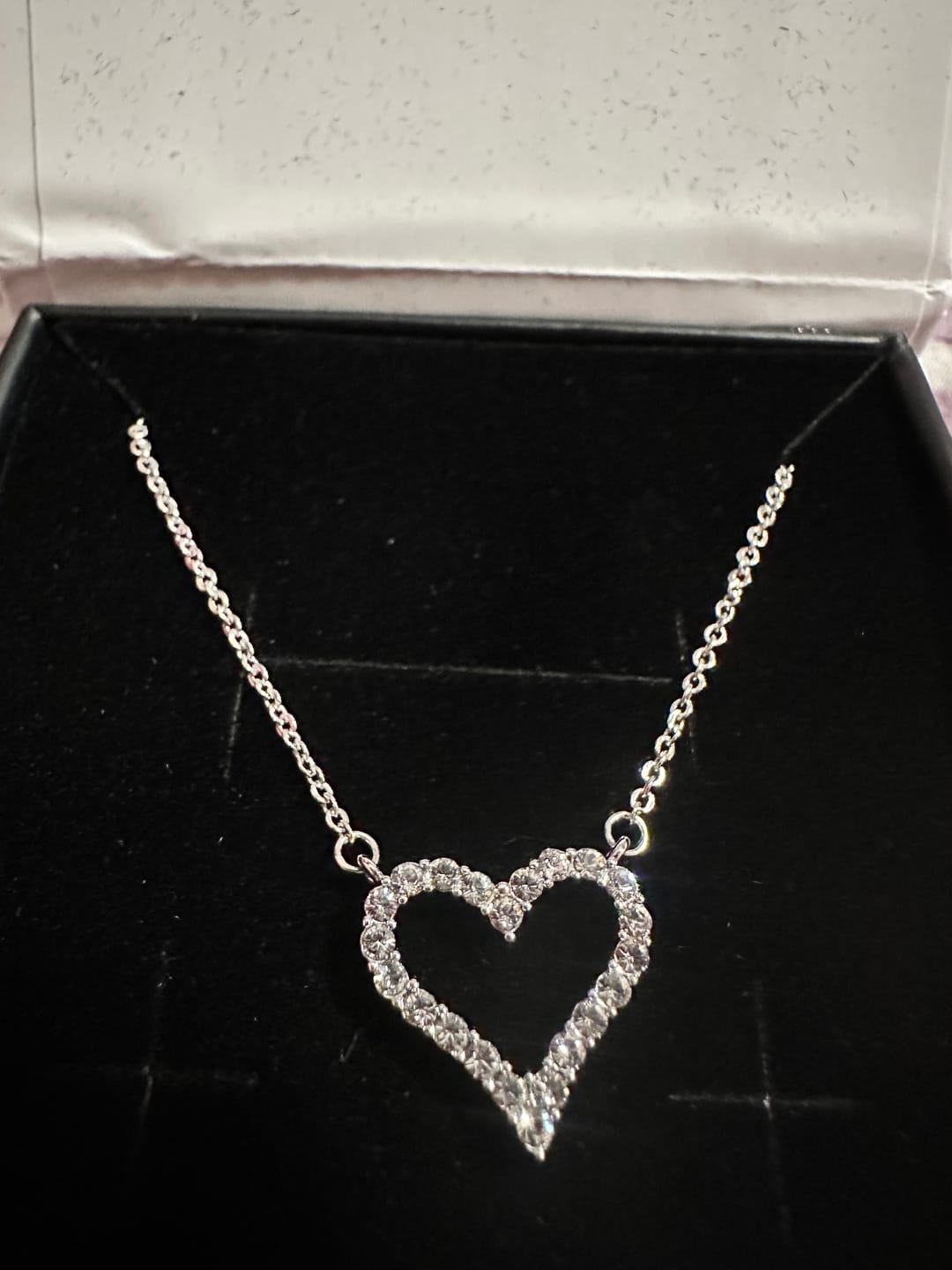 Customer photo review of Bristol 18k White Gold Plated Heart Necklace with Swarovski Crystals