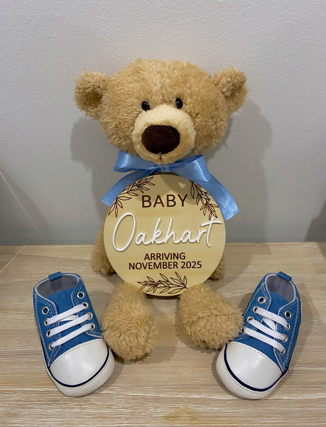 Customer photo review of Pregnancy Announcement Plaque with Acrylic Name