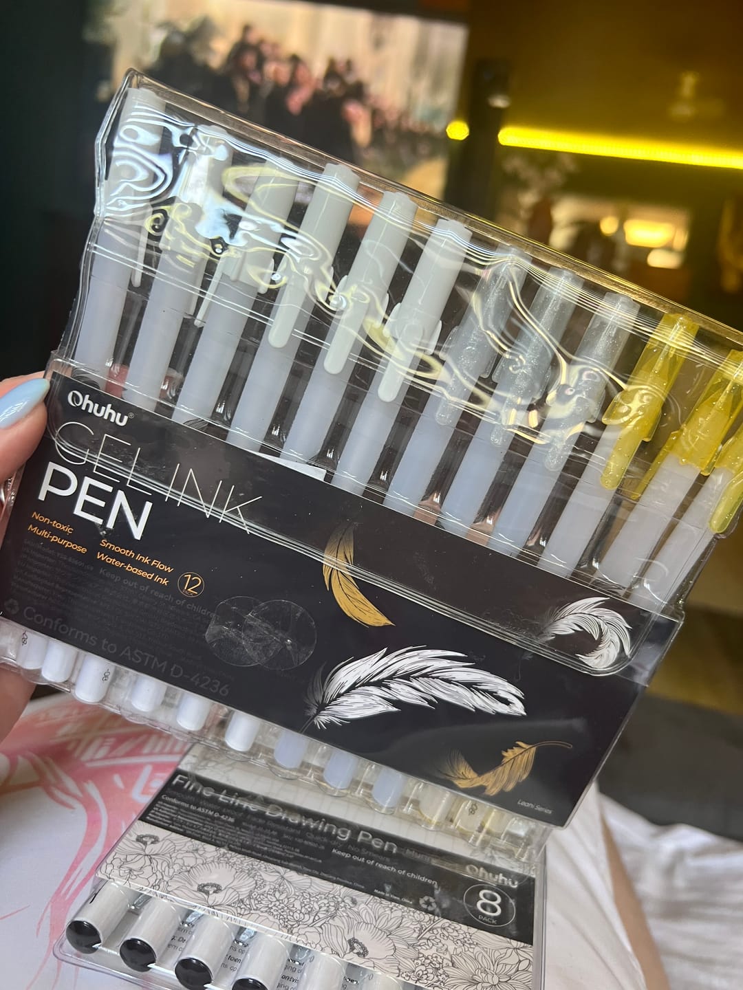 Customer photo review of Ohuhu Gel Pens - Gold, Silver, White & Colorful 12-Pack