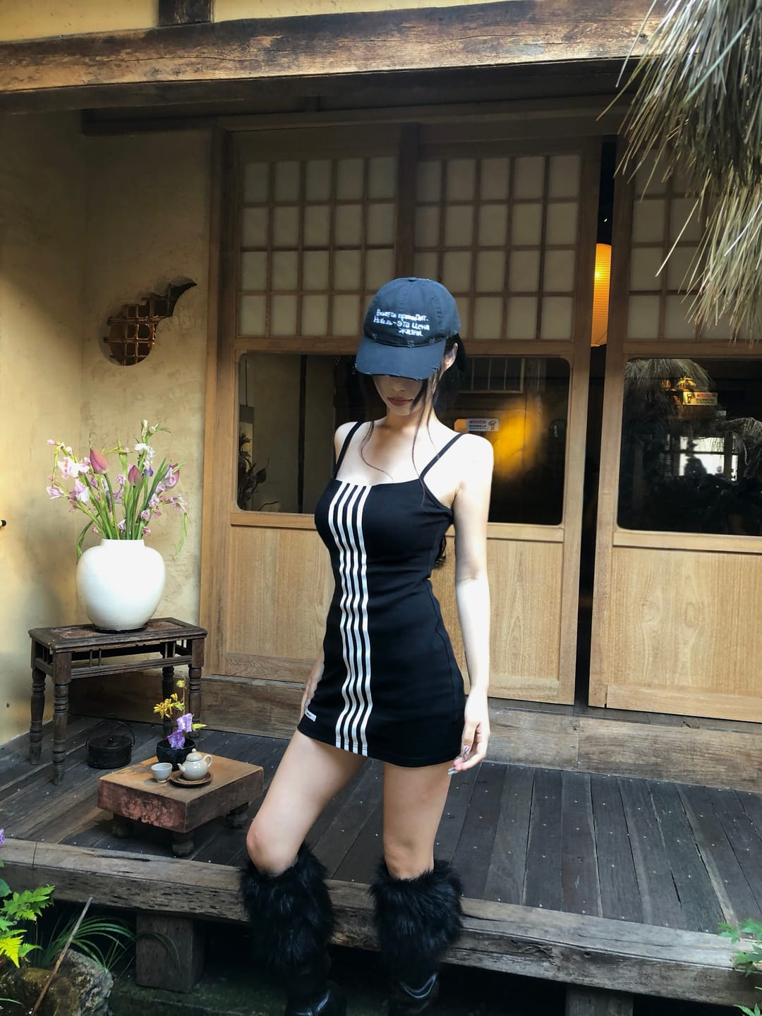 Customer photo review of WARDEN EDGE Triple Stripe Minimalist Bodycon Dress