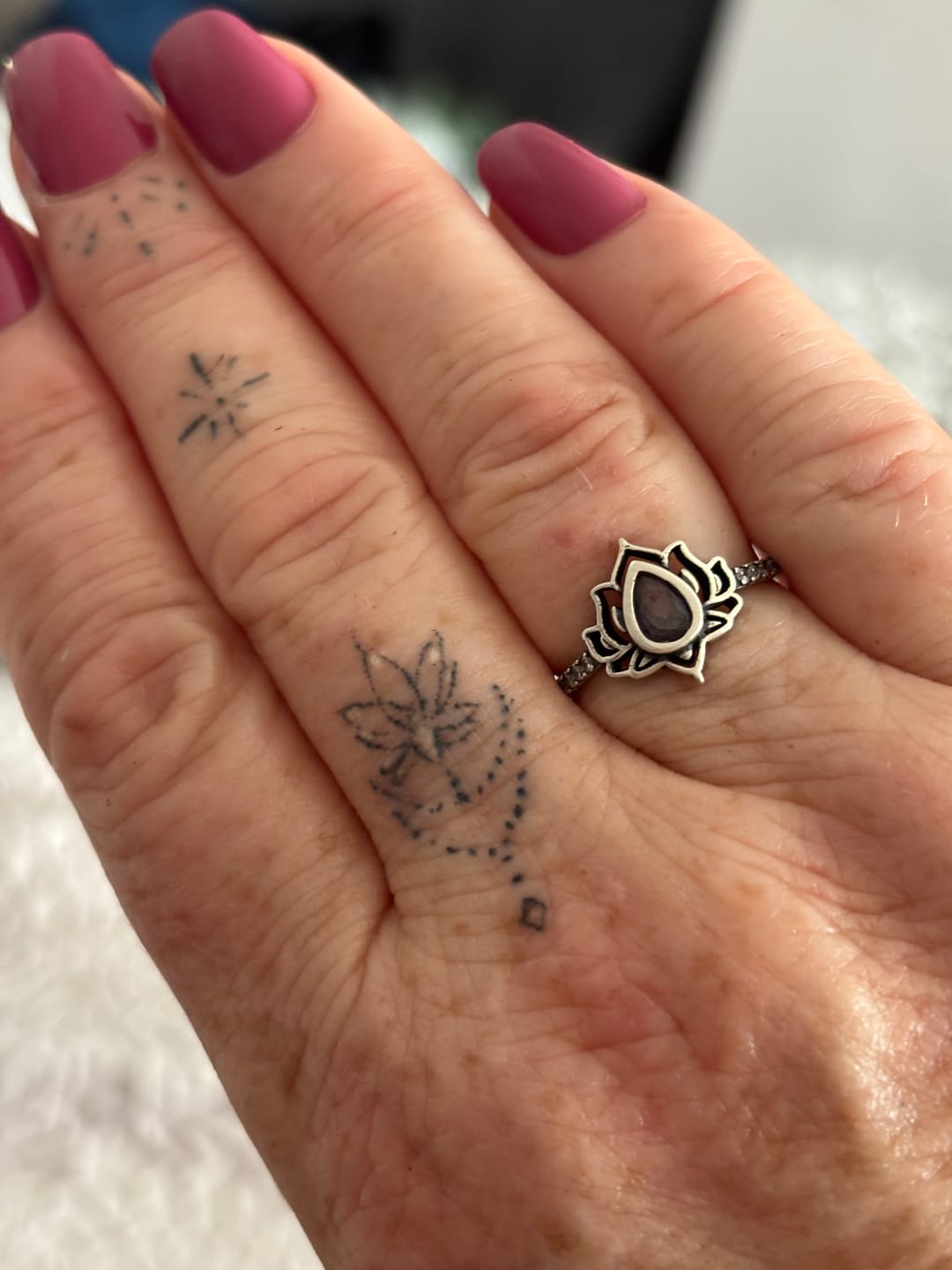 Customer photo review of Buddha Stones Sterling Silver Lotus Zircon Blessing Protection Ring