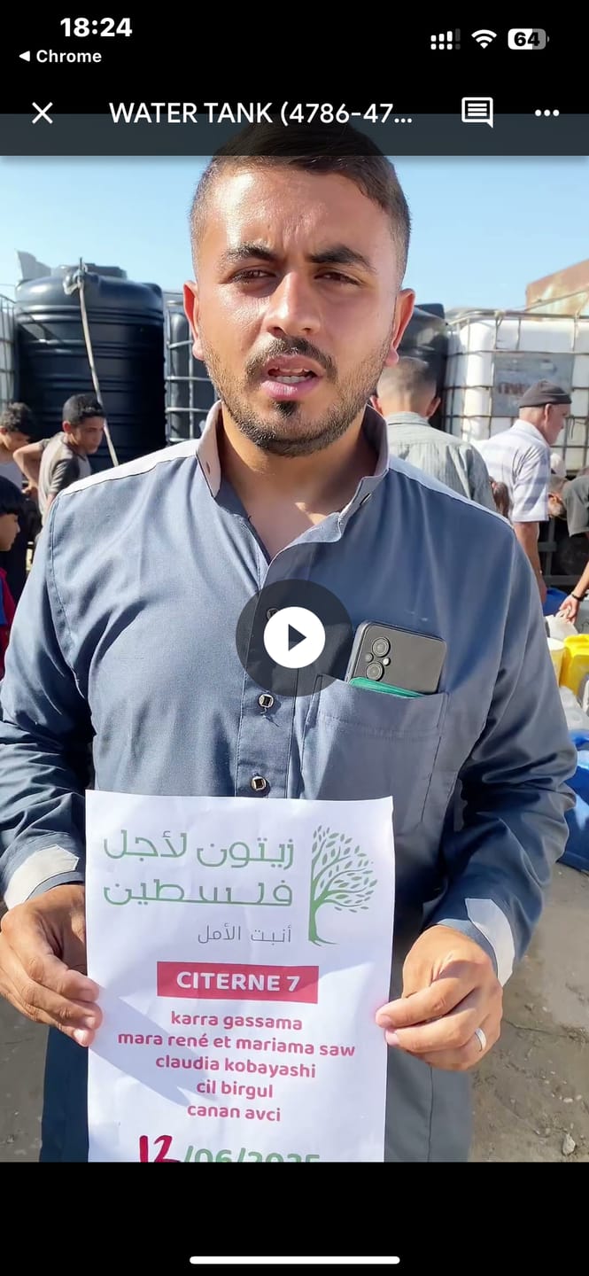 Customer photo review of Water tank for Palestine