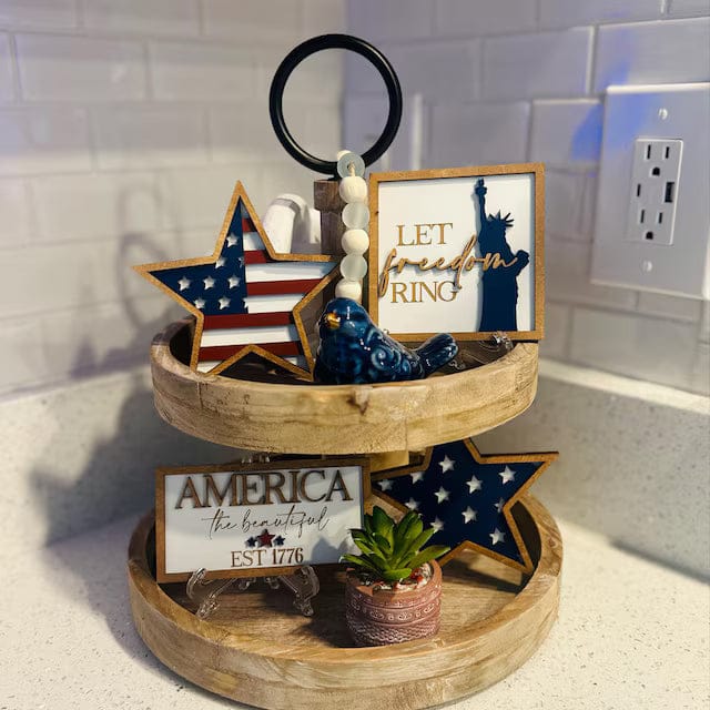 Customer photo review of Rustic 4th Of July Tiered Tray Decor Bundle
