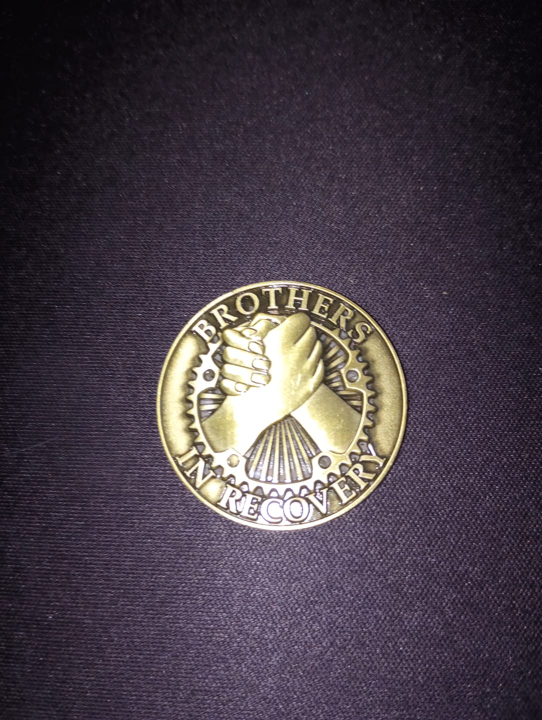 Customer photo review of Brothers in Recovery AA/NA Sobriety Medallion - Bronze
