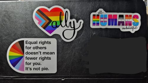 Customer photo review of PACK OF 3 - Equal Rights Stickers