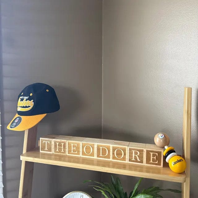 Customer photo review of Personalized Wooden Blocks | Custom Engraved Name Blocks | Nursery Baby Name Wooden Blocks | Emboss