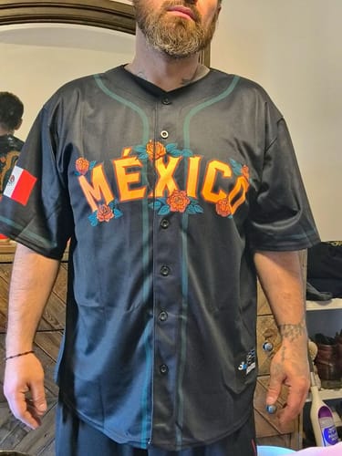 Customer photo review of Mexico Guadalupe Baseball Jersey