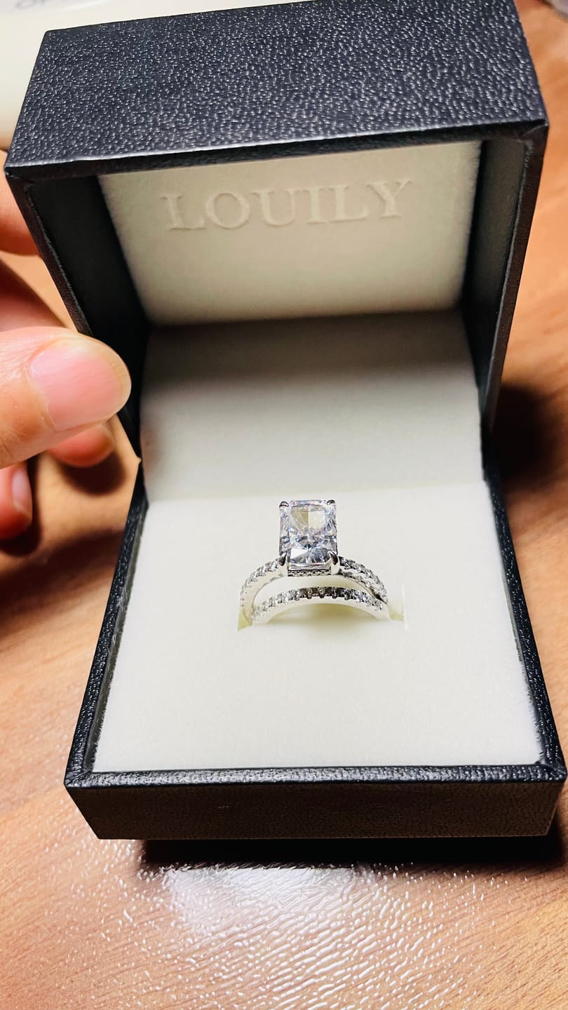 Customer photo review of S925 3.5 Carat Radiant Cut Wedding Ring Set In Sterling Silver Holiday Ring Gift For Women
