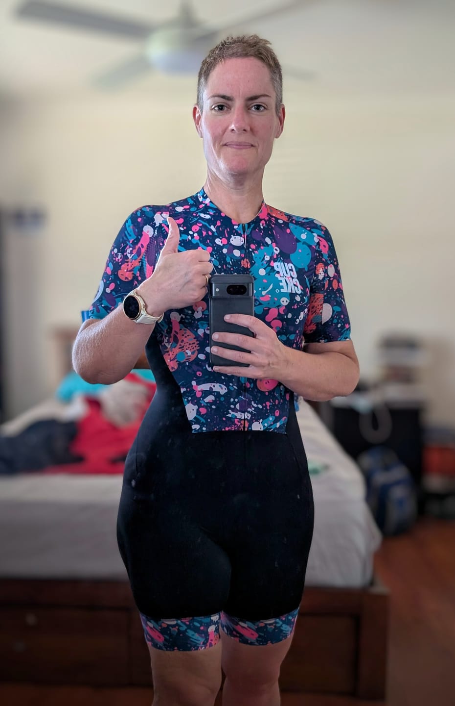 Customer photo review of Womens Berry Mottle Aero Tri Suit