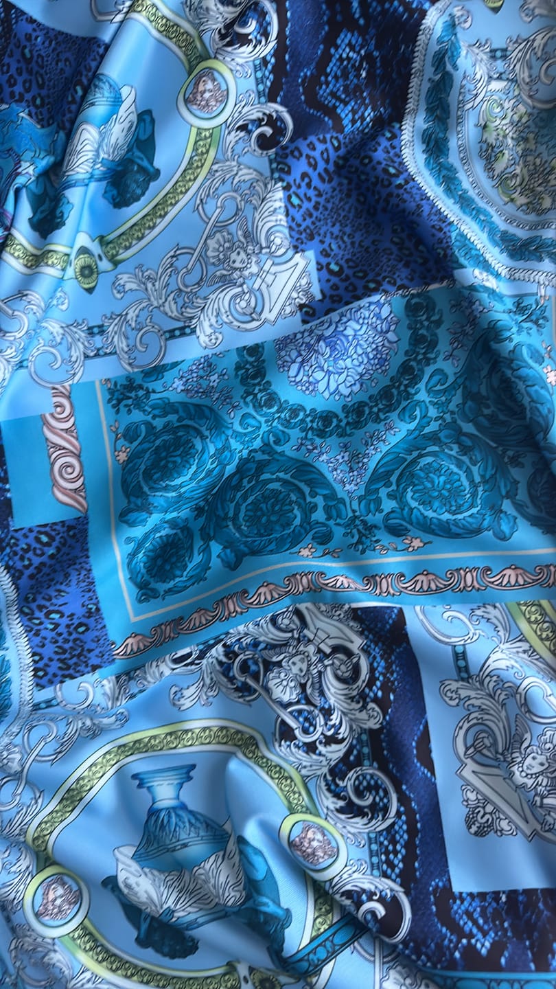 Customer photo review of Navy Blue Baroque Pattern Fabric