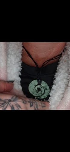 Customer photo review of Genuine NZ Greenstone Open Koru Necklace