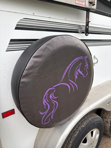 Customer photo review of Silhouette of a Horse Spare Tire Cover Design for Jeep, Campers, Trailers, RV, Broncos & More