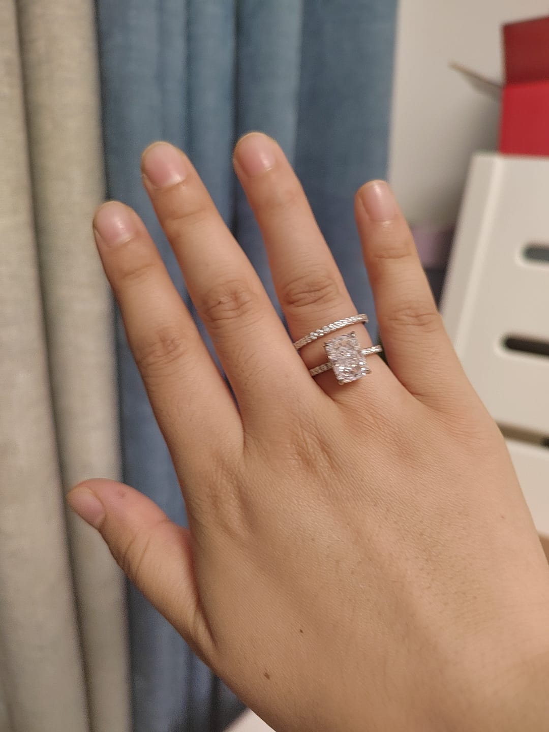 Customer photo review of S925 3.5 Carat Radiant Cut Wedding Ring Set In Sterling Silver Holiday Ring Gift For Women