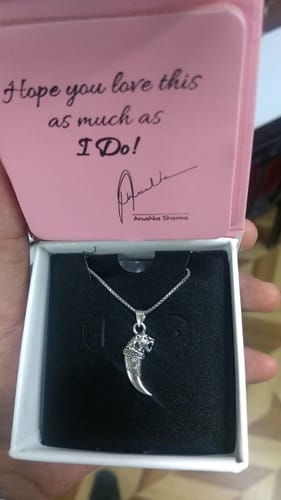 Customer photo review of Silver Tiger Tooth Pendant with Link Chain For Him