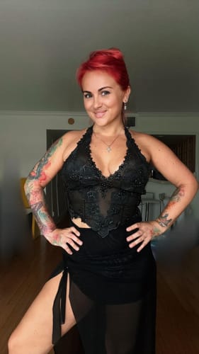 Customer photo review of Sheer Black Skirt