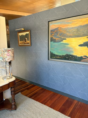 Customer photo review of Elba - Geometric Wood Panel Wallpaper - Navy
