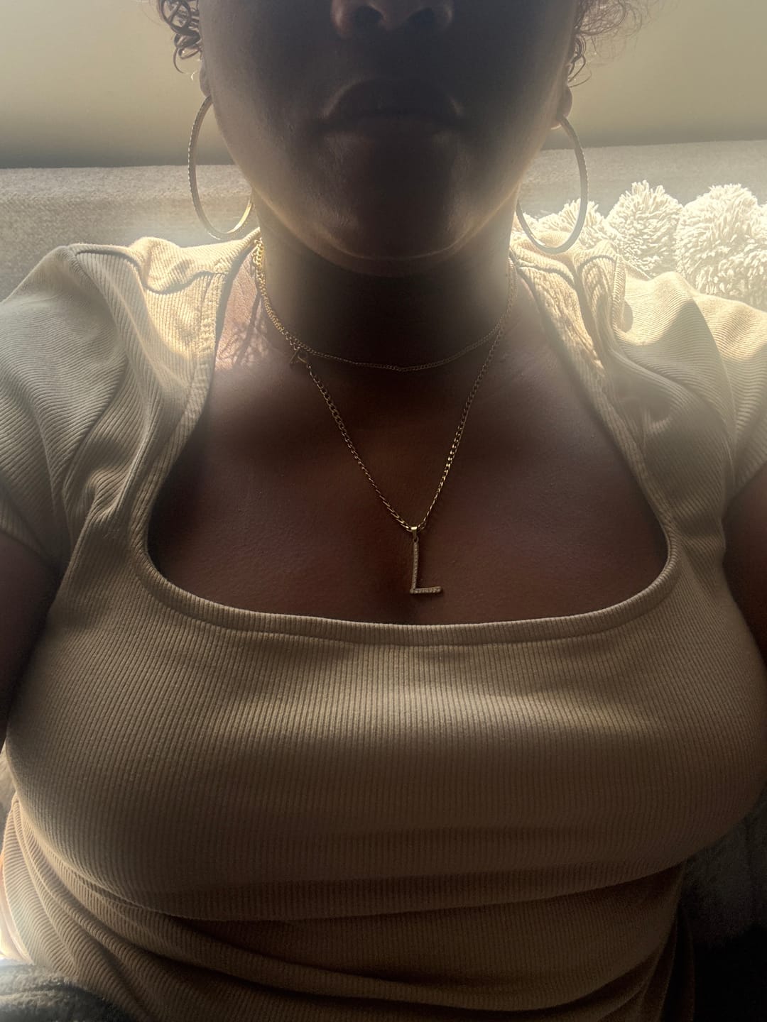 Customer photo review of Iced Letter Necklace