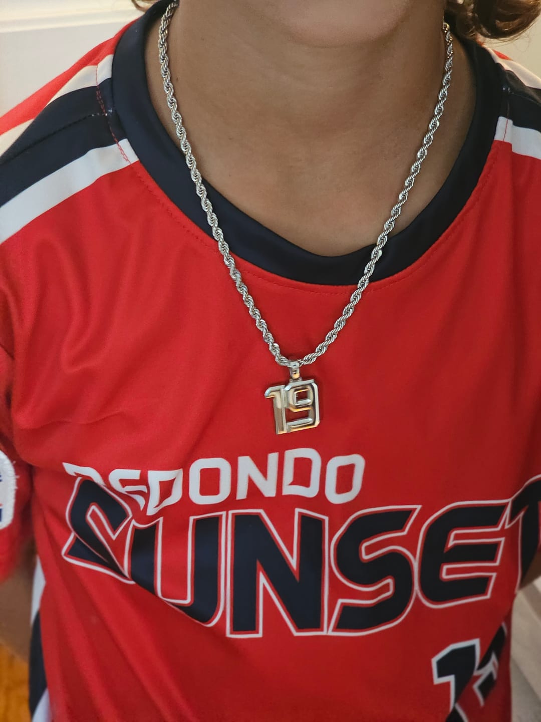 Customer photo review of Signature Jersey Number Pendant in Silver