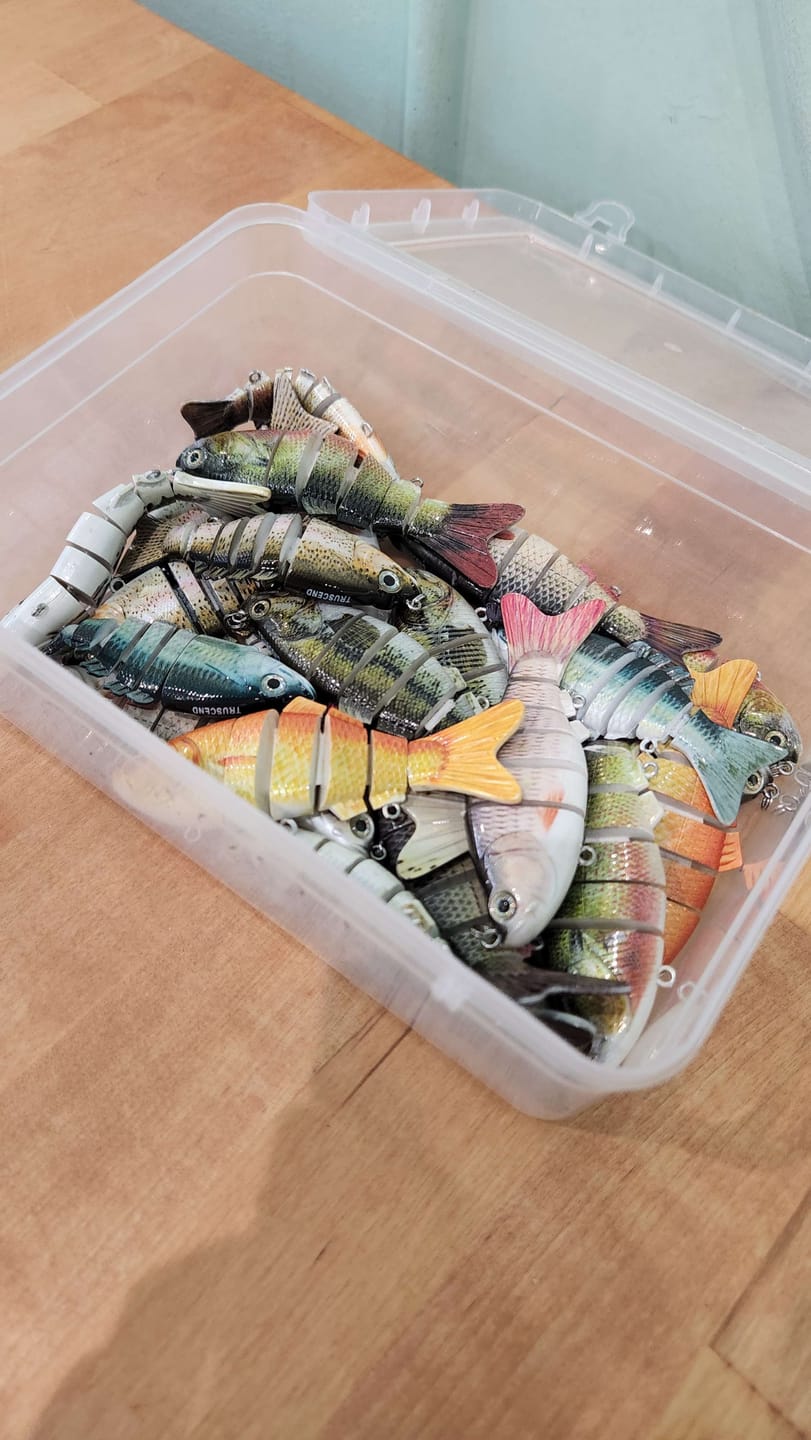 Customer photo review of Swimmax Fishing Lures | Six-Segmented | BKK Hook | Rattling Gurgling | Heavy-Duty Dyneema Fiber | 3 Pcs | For Bass & Trout & Walleye & Crappie