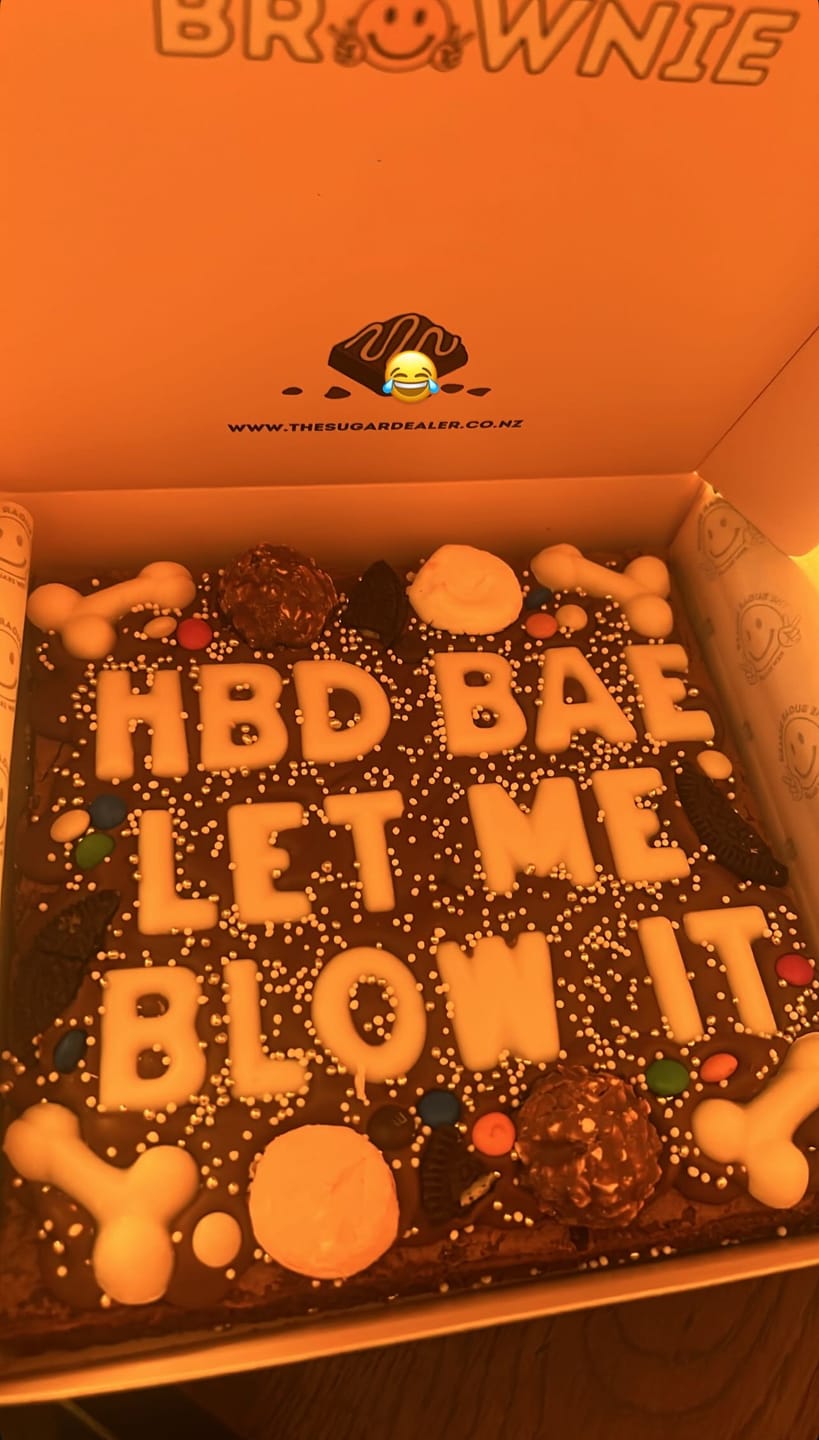 Customer photo review of Custom message dick brownie