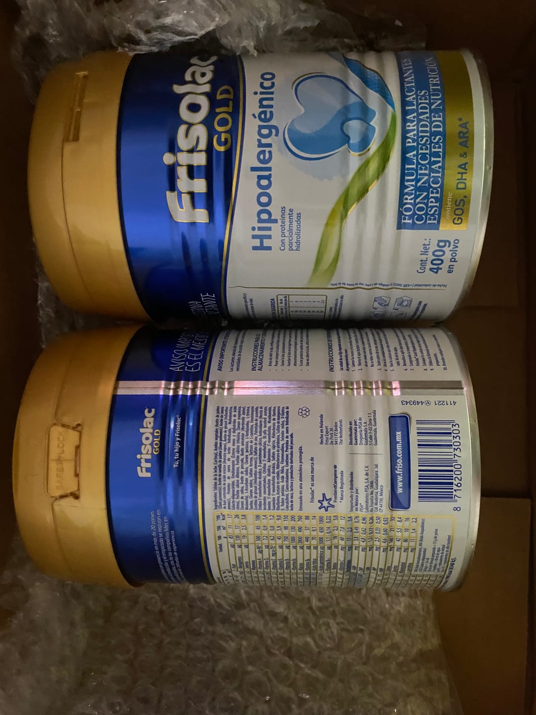 Customer photo review of Frisolac Gold Hipoalergénico (0 A 12 Meses) Lata Con 400 Gr - 2 Pack