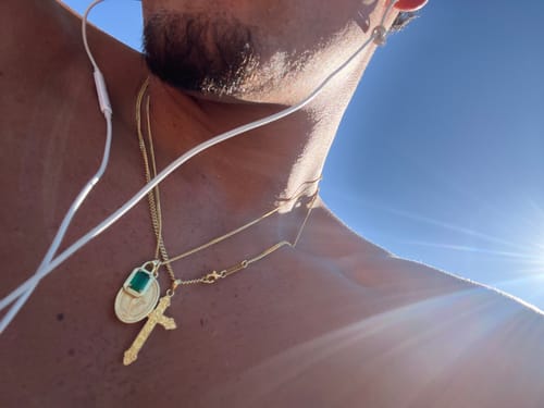 Customer photo review of Solitaire Necklace - Gold Emerald