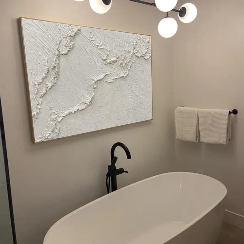 Customer photo review of White Minimalist Textured Canvas #MT056