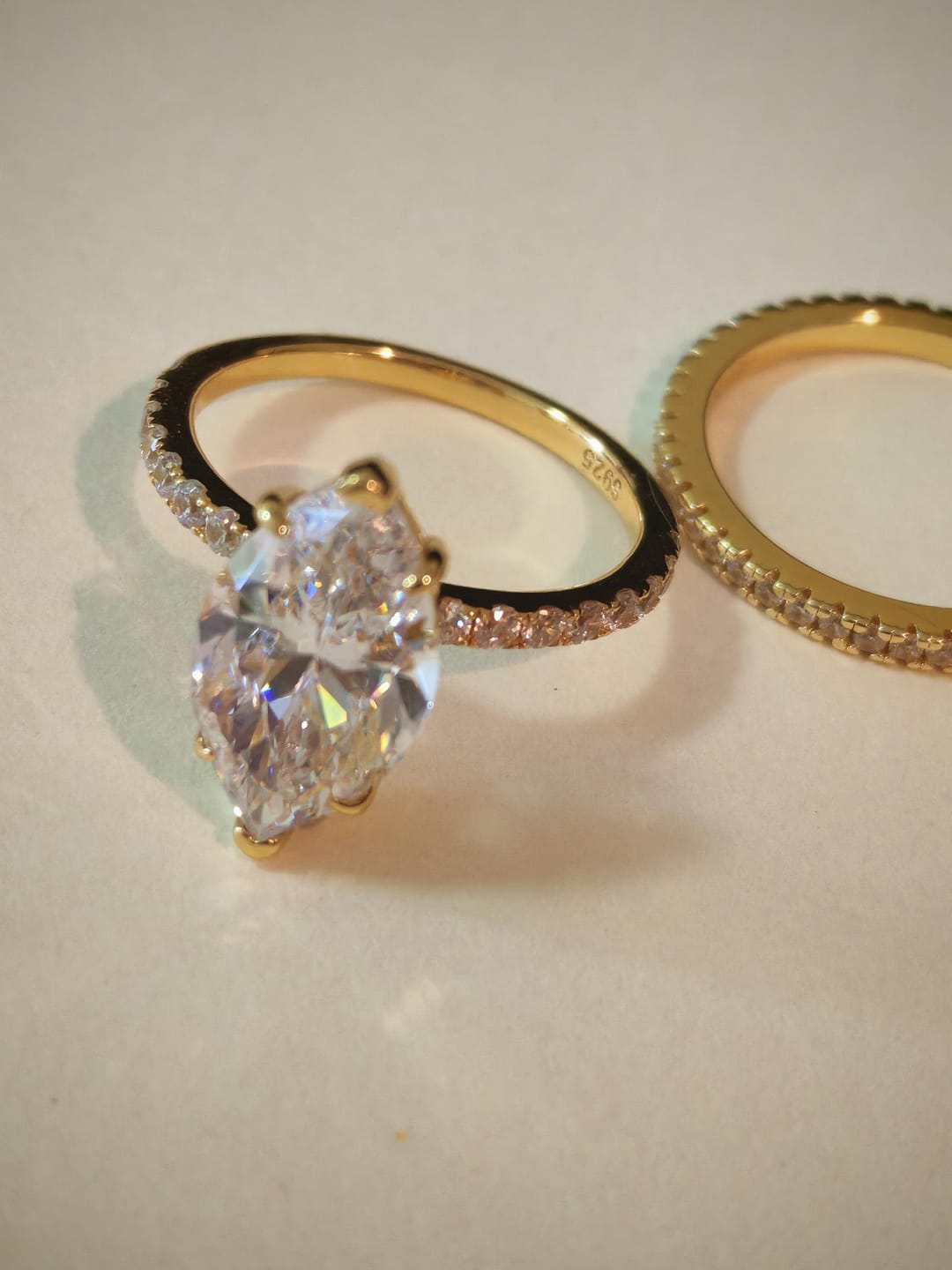 Customer photo review of S925 4.0Ct Marquise Cut Wedding Ring Set Travel Ring With Classic Wedding Band For Women