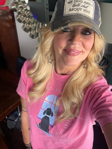 Customer photo review of I'm The Girl Who Wants To Bring Home Every Stray Tee (Terracotta, Berry, Crunchberry, Violet, Blue Jean)