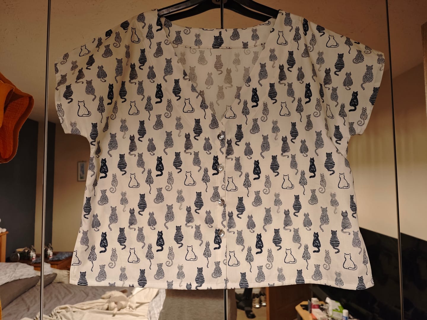 Customer photo review of Striped Cats Rose & Hubble Cotton Poplin Fabric