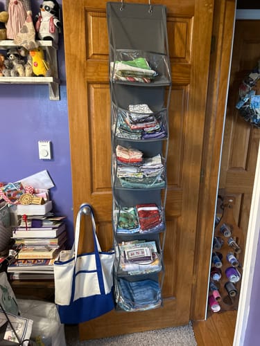 Customer photo review of Hanging Quilting Storage Shelves
