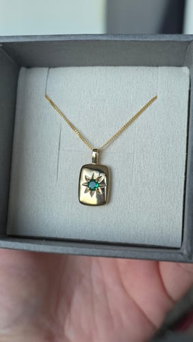 Customer photo review of Created Emerald Star Set Rectangular Pendant in 9ct Yellow Gold