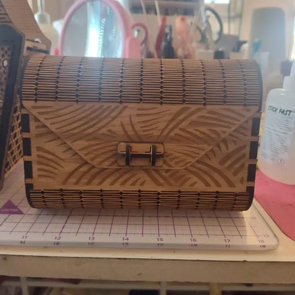 Customer photo review of Decorative wooden clutch handbag laser cut svg file