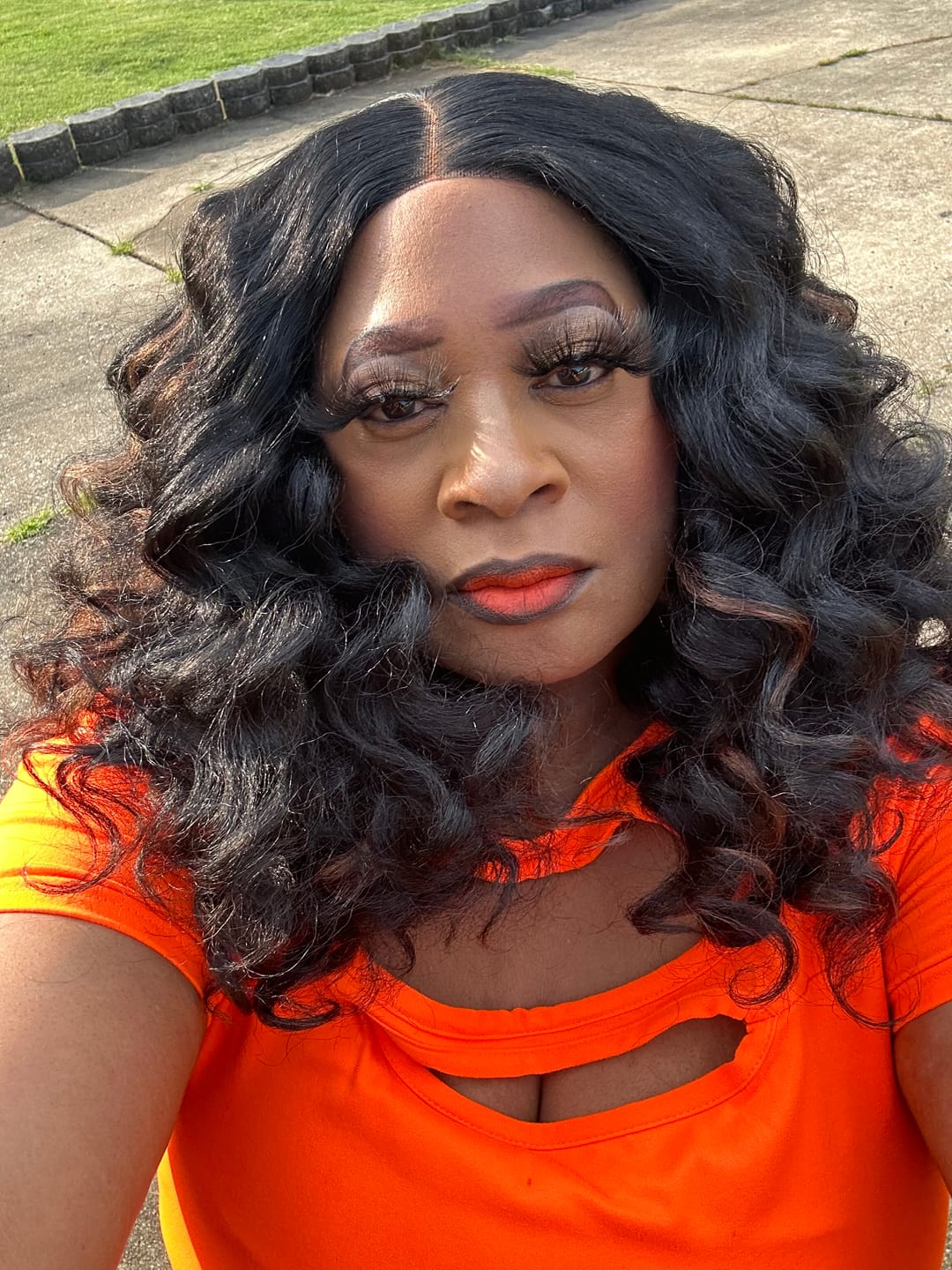 Customer photo review of Sensationnel Curls Kinks & Co Glueless Textured HD Lace Front Wig - Y-PART KINKY WAND CURL 20" - Kinky Edges