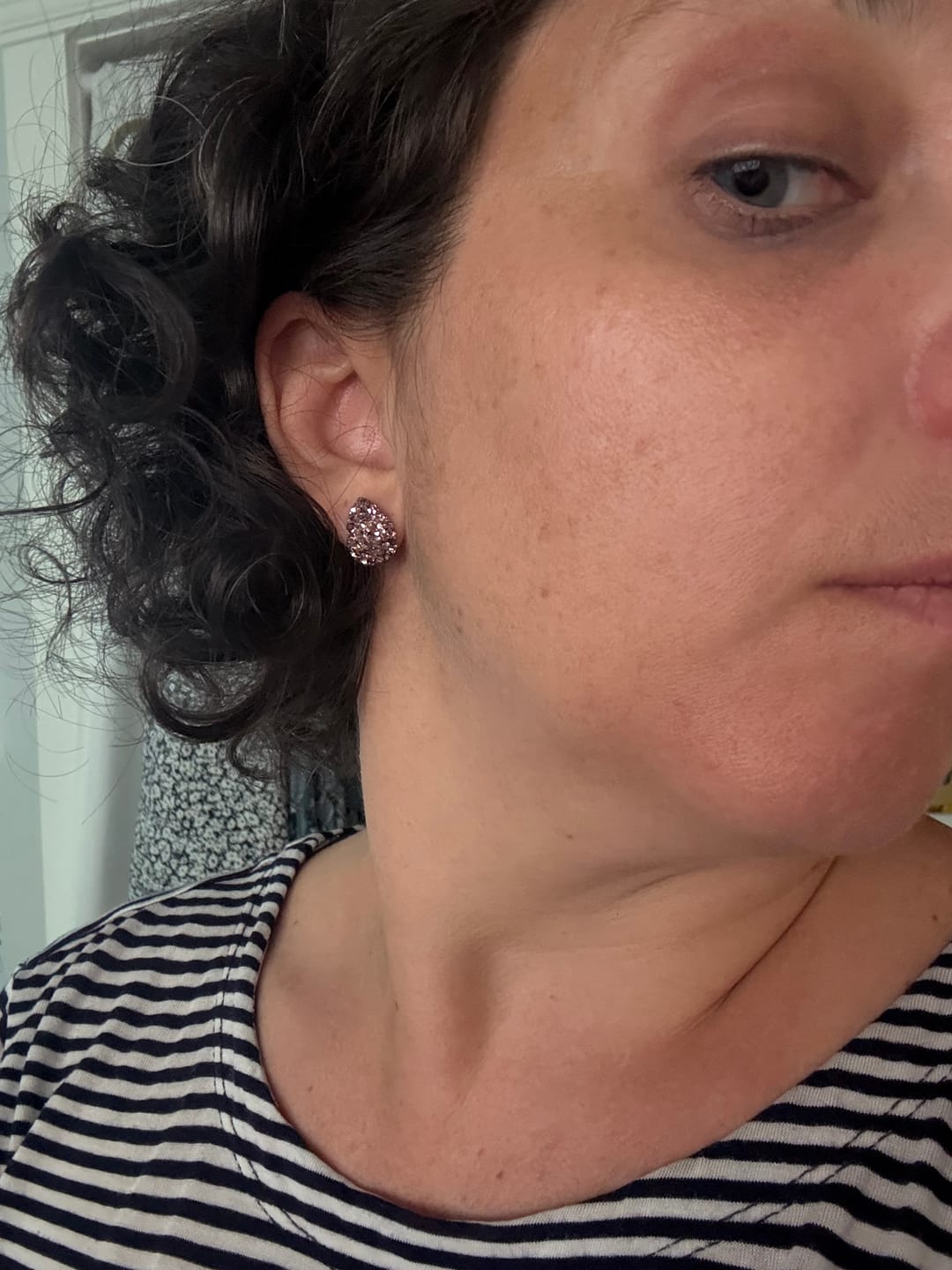 Customer photo review of Teardrop Faux Druzy Studs Hypoallergenic Earrings for Sensitive Ears Made with Plastic Posts