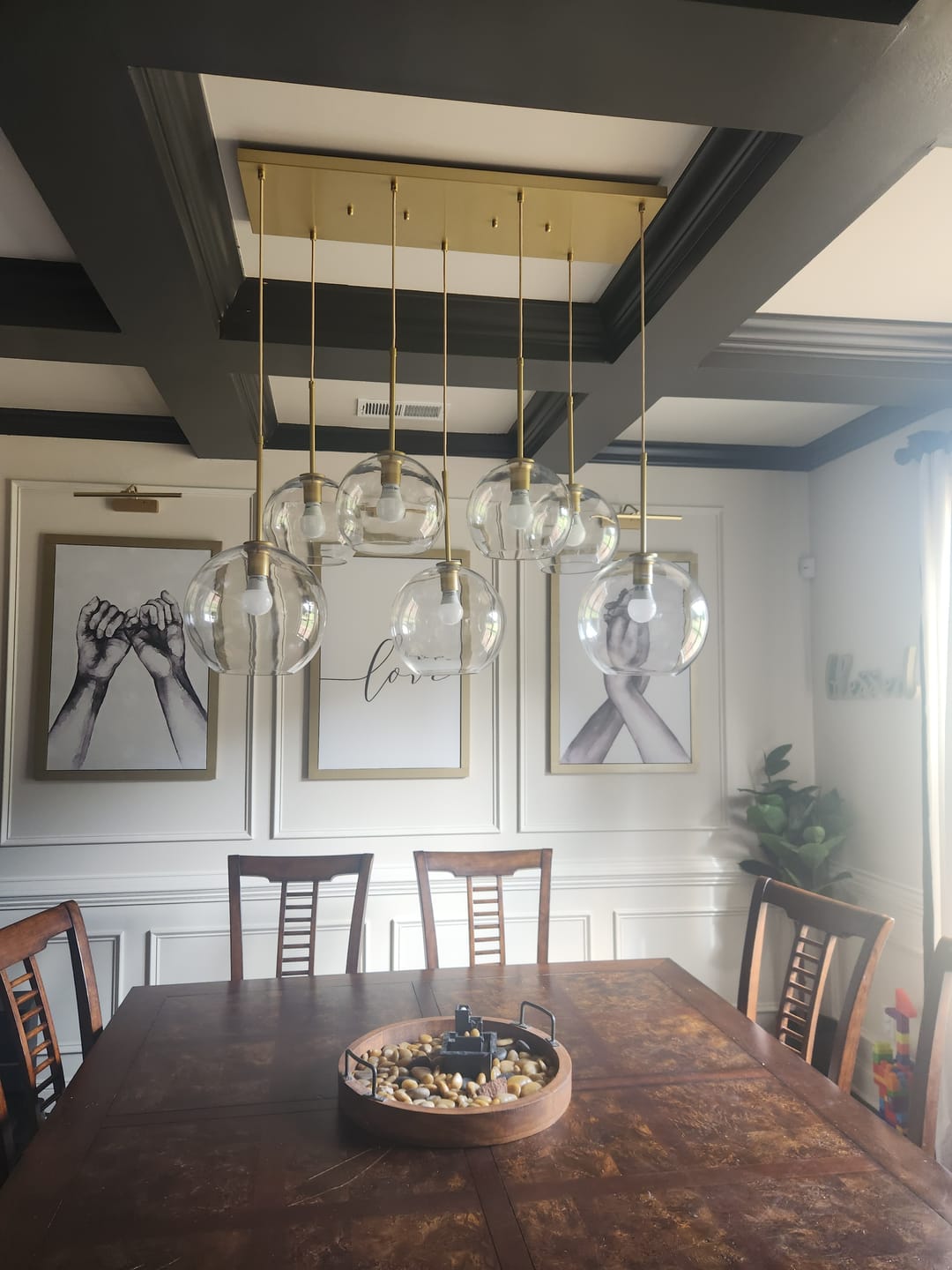 Customer photo review of Modern 7-Light Sculptural Glass Globe Pendant Chandelier