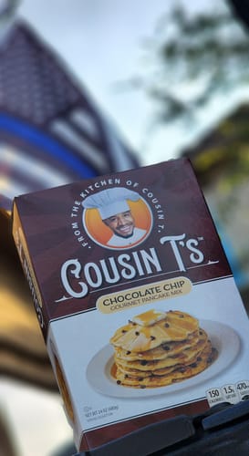 Customer photo review of Cousin T's Gourmet Chocolate Chip Gourmet Pancake Mix