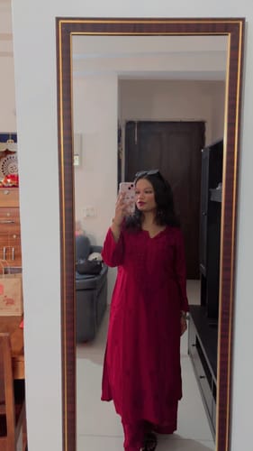 Customer photo review of Maroon 2 piece Rayon Mukaish set