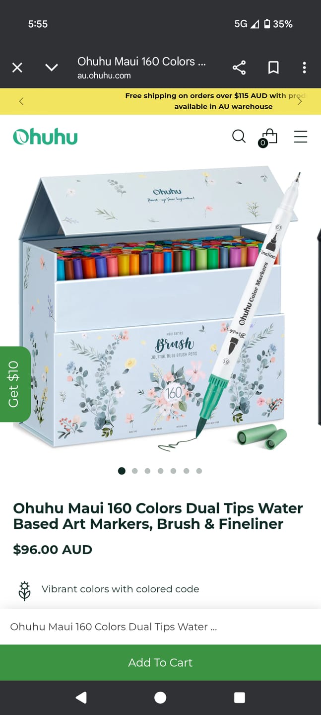 Customer photo review of Ohuhu Maui 160 Colors Dual Tips Water Based Art Markers, Brush & Fineliner