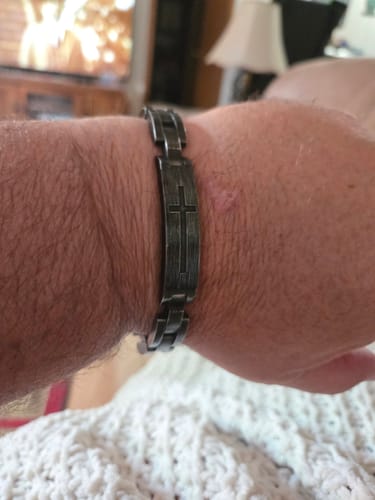 Customer photo review of Lord's Prayer Bracelet (Size M-L or L-XL): Helps Pair Veterans With A Service Dog Or Shelter Dog