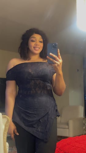 Customer photo review of Stretch Lace Off-Shoulder Top