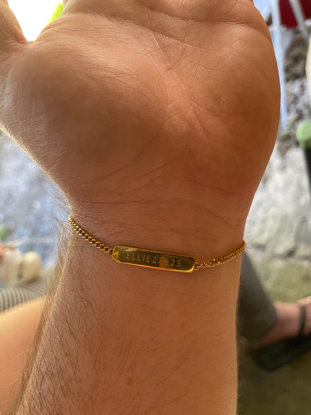 Customer photo review of The Engraved Bracelet Gold