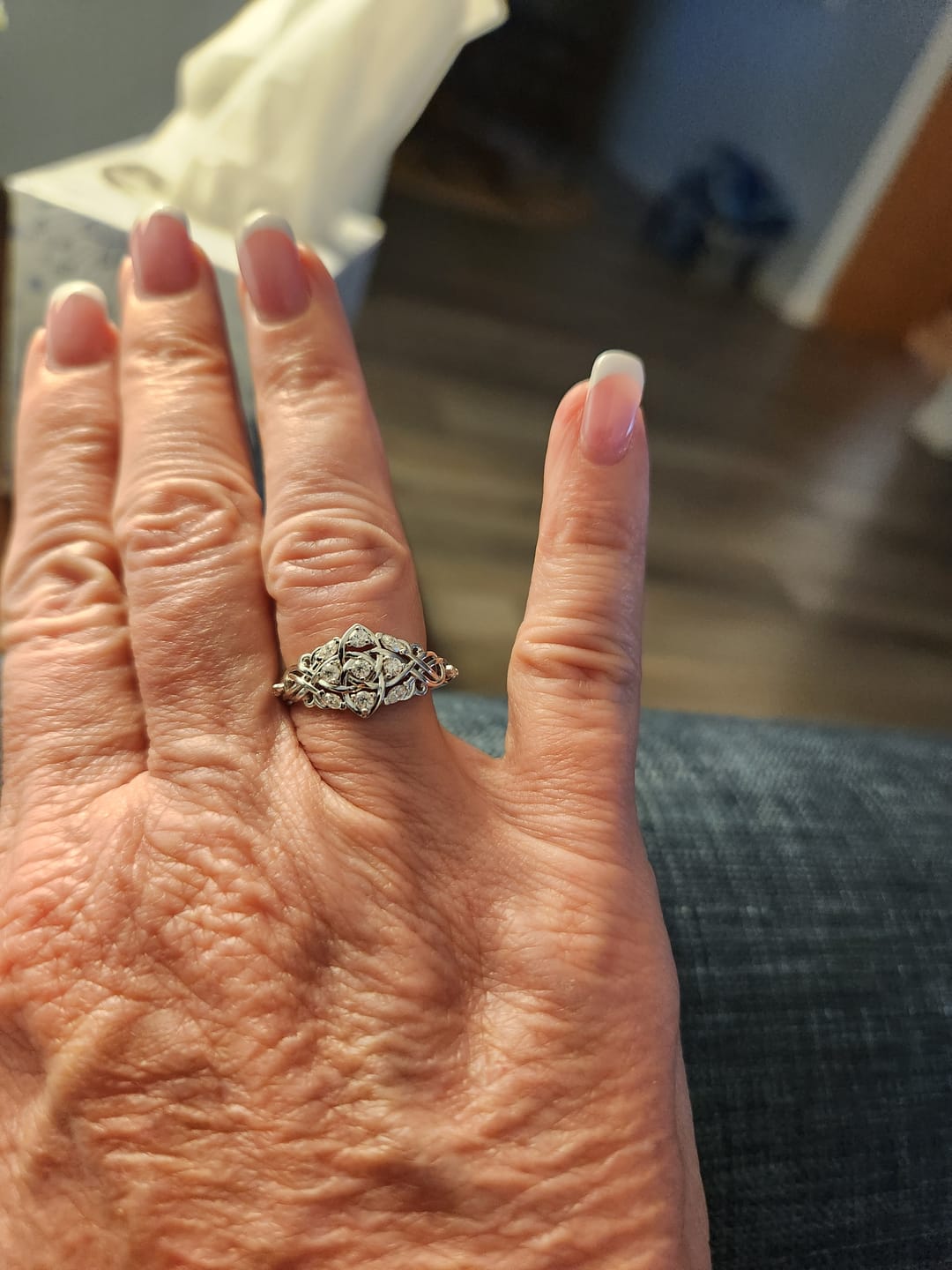 Customer photo review of Celtic Knot Moissanite Cluster Engagement Ring