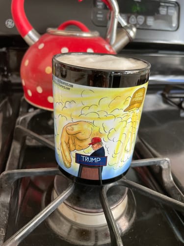 Customer photo review of Mug - Defiant Trump Mugshot Cartooned by A.F. Branco - Collectible 15oz