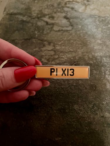 Customer photo review of Personalised Metal Number Plate Keyring