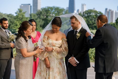 Customer photo review of Minimalist Filipino Unity Veil for Filipino Wedding Cord and Veil Ceremony (Design: Floral)