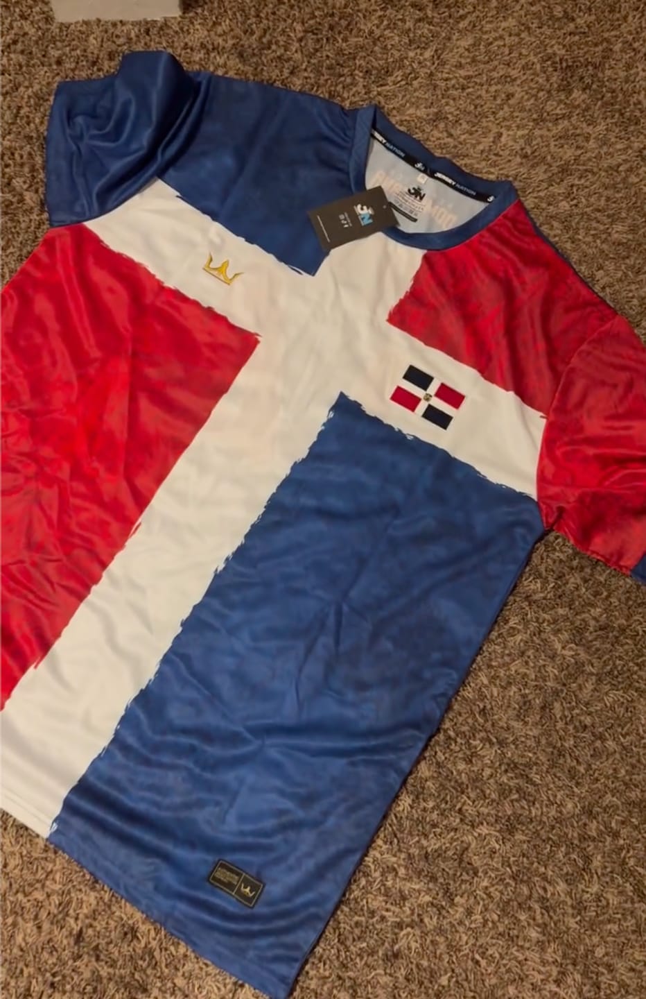 Customer photo review of Dominican Republic Heritage Custom Football Jersey