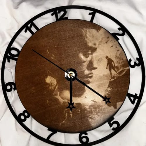 Customer photo review of Wooden wall clock numbers 4 bundle laser cut svg file