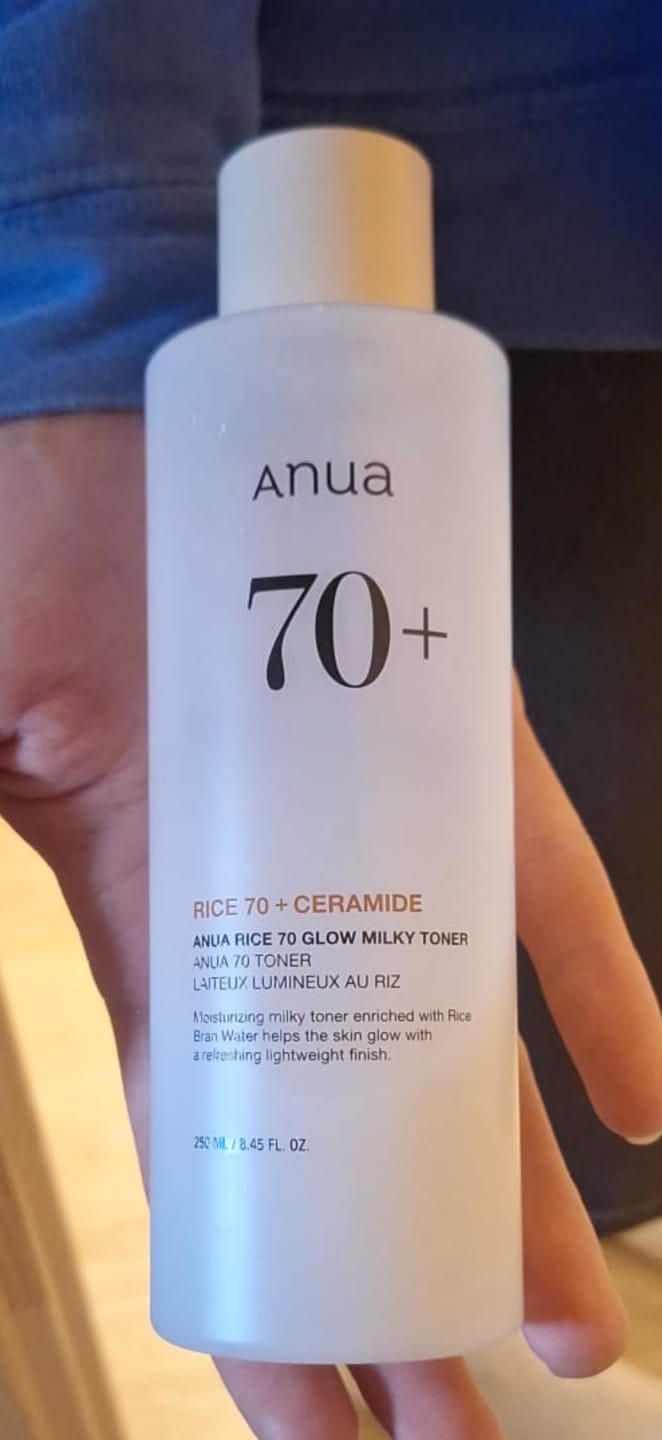Customer photo review of Pieniņveida toniks mirdzuma piešķiršanai ādai ar rīsiem Anua Rice 70 Glow Milky Toner