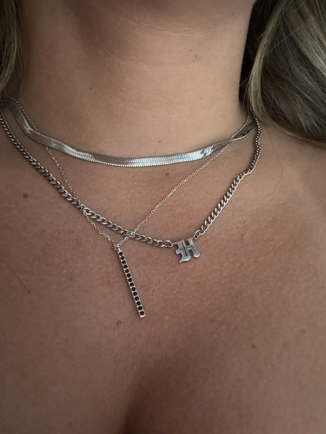 Customer photo review of Herringbone Necklace